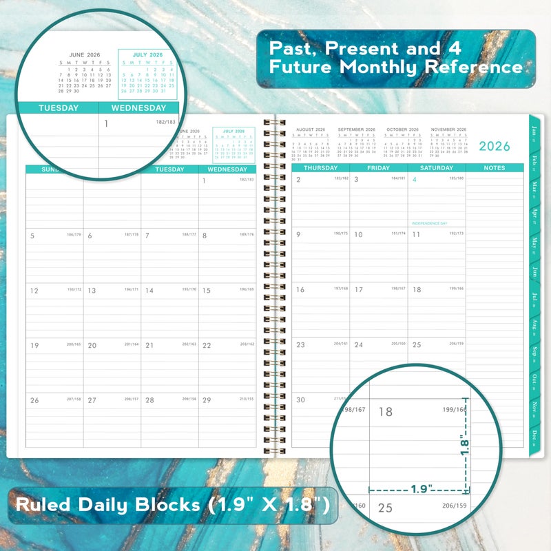 BooQool 2026-2027 Monthly Planner/Calendar - July 2026 - December 2027, Monthly Planner 2026-2027, 18 Months Planner with Tabs & Note Pages, 9" x 11", Twin-Wire Binding and Two-Side Pocket, Perfect Organizer - Image 3
