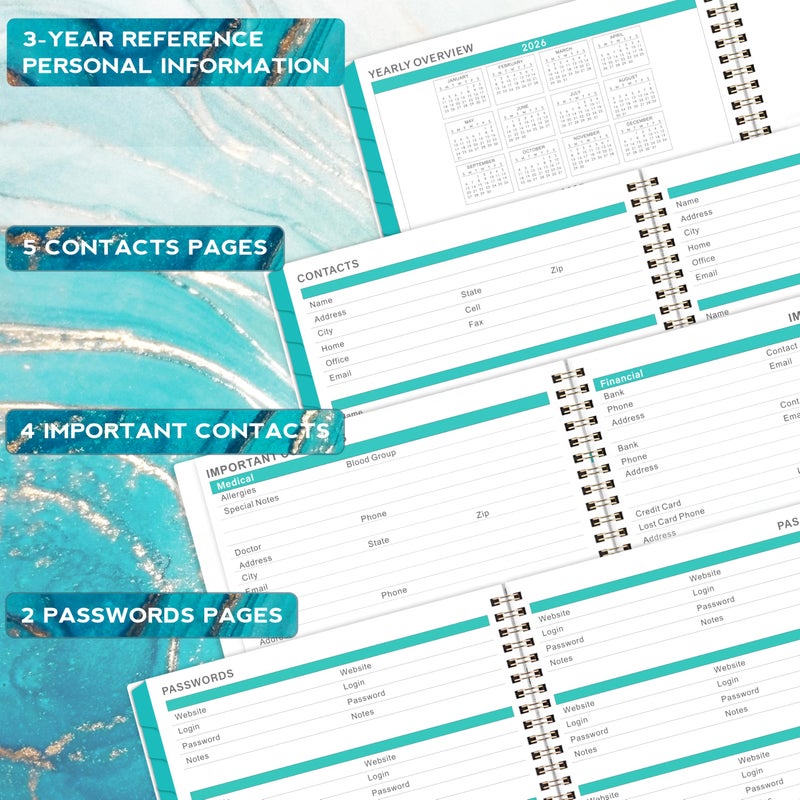 BooQool 2026-2027 Monthly Planner/Calendar - July 2026 - December 2027, Monthly Planner 2026-2027, 18 Months Planner with Tabs & Note Pages, 9" x 11", Twin-Wire Binding and Two-Side Pocket, Perfect Organizer - Image 4