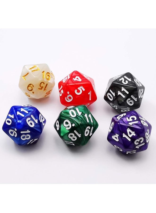 Bescon D20 Spindown Dice 22MM Assorted Marble Colors 6pcs Set - Image 3
