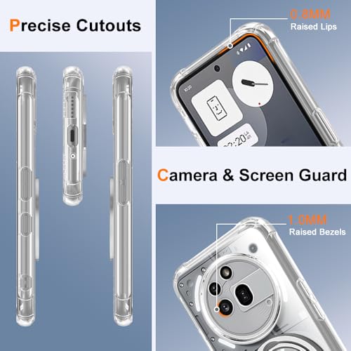 Nijiadi for Nothing Phone 3A Pro Phone Case, 360° Rotatable Ring Holder Kickstand/Stand [Non Yellowing] Transparent 4 Corners Shockproof Protective Cover Case for Nothing Phone 3A Pro - Crystal Clear - Image 2