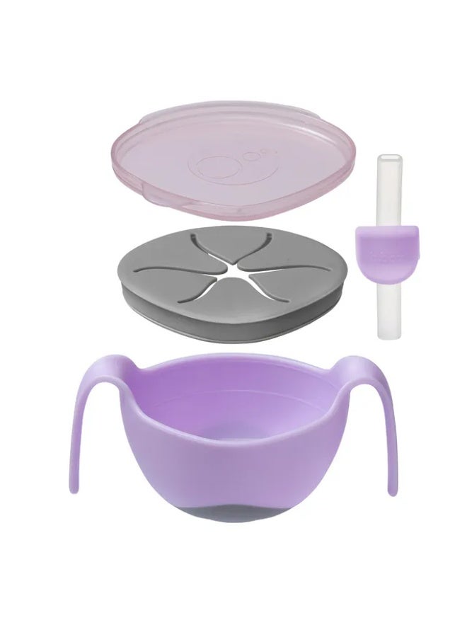 b.box Bbox - Toddler Bowl And Straw - Boysenberry