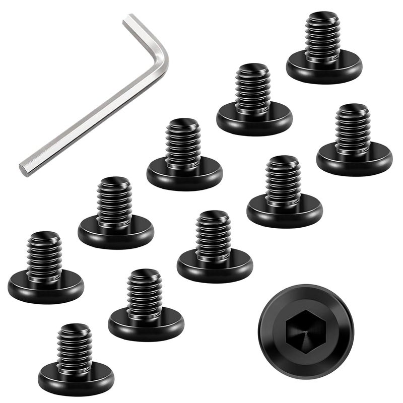 WYLWLS M6 x 12mm Bolt, 10 Pcs Per Set with 1 Hex Spanner, Flat Head Hex Socket Cap Bolts, Alloy Steel Black Oxide Full Thread, for Furniture, Shelves, Crib, Tables and Chairs Assembly (12 mm) - Image 1