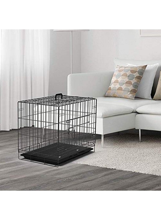 Dog Cage - Powder Coated, Double Door Folding Metal Cage/Crate/Kennel With Removable Tray And Paw Protector For Dogs, Cats And Rabbits (Silver Black Color, 18 Inch) - Image 3