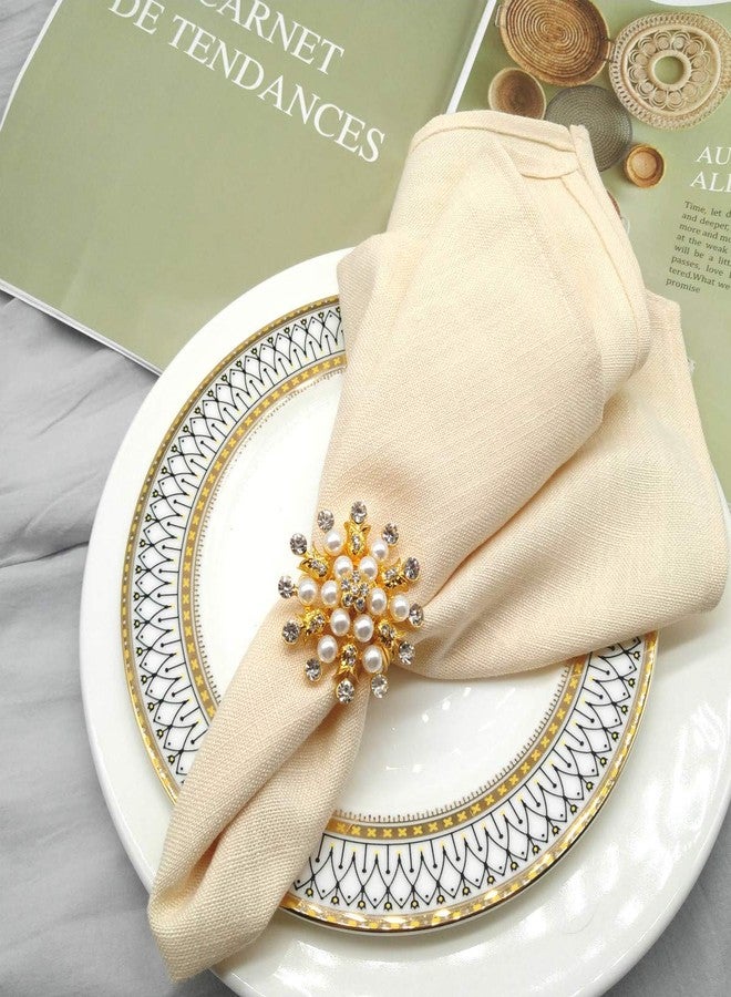 Joyindecor Gold Napkin Rings Set of 12 - Golden Rhinestone Pearl Snowflake Napkin Ring Holders for Wedding Party, Daily Gathering Holiday Casual & Formal Family Dinner Table Decoration - Image 5