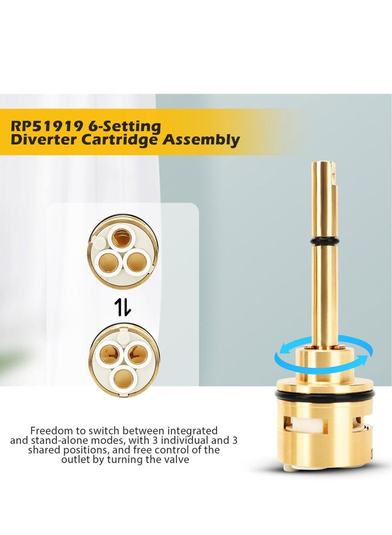 RP51919 6 Setting Diverter Cartridge, RP51919 6 Setting Diverter Cartridge Replacement, for RP51919 Shower Cartridge, Easy to install, Brass Construction, No More Leakage - Image 5