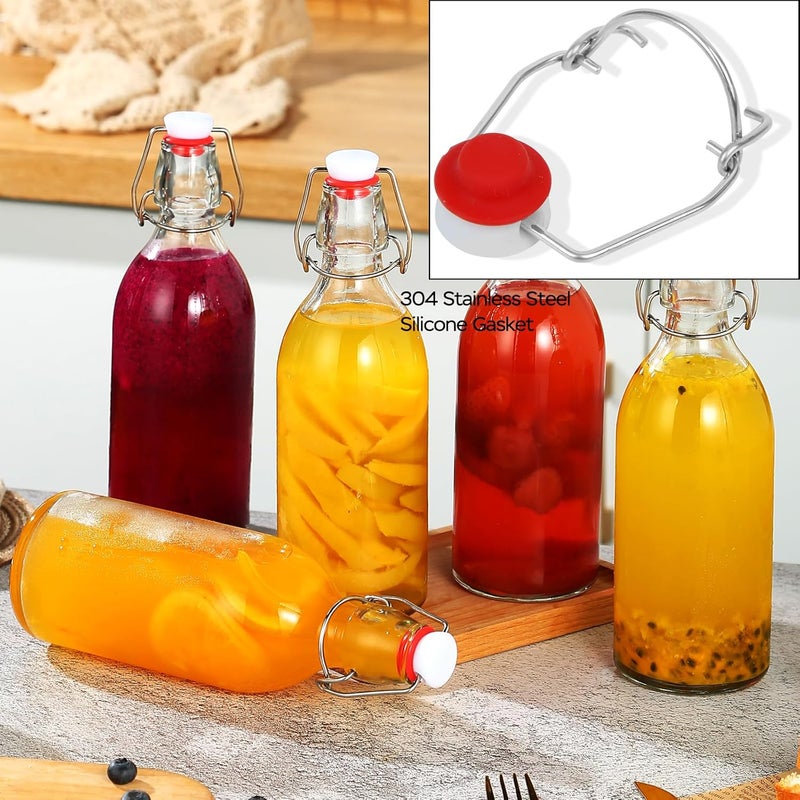 ZEBEIYU 8 Pack flip top glass bottle 12 oz,swing top glass bottles 12oz with airtight lids for home brewing,kombucha,kefir,vanilla extract,beer,oil,vinegar,homemade juices,soda,beverages,2nd fermentation - Image 4