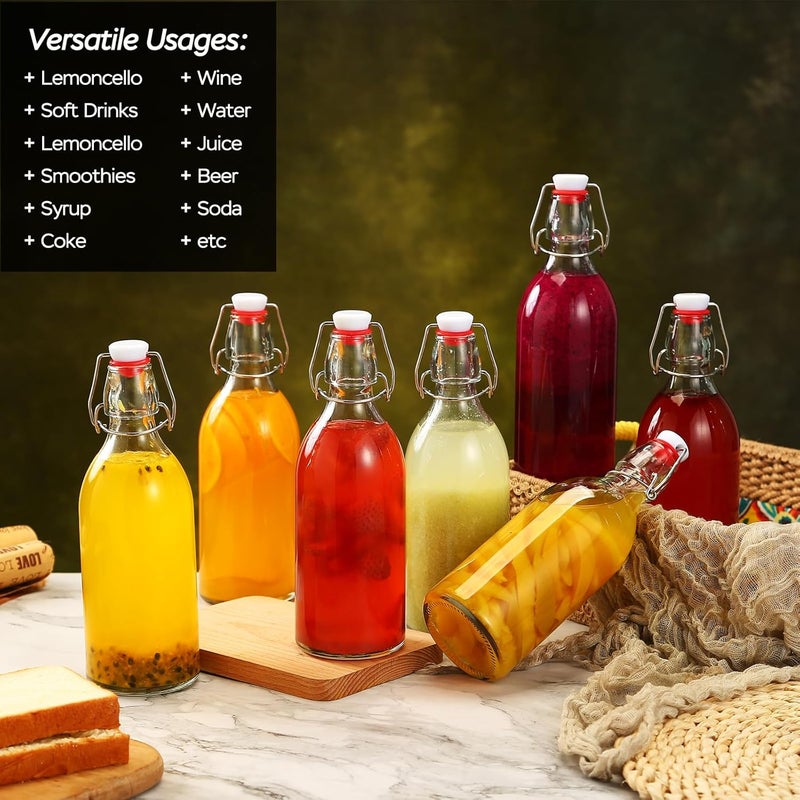 ZEBEIYU 8 Pack flip top glass bottle 12 oz,swing top glass bottles 12oz with airtight lids for home brewing,kombucha,kefir,vanilla extract,beer,oil,vinegar,homemade juices,soda,beverages,2nd fermentation - Image 5