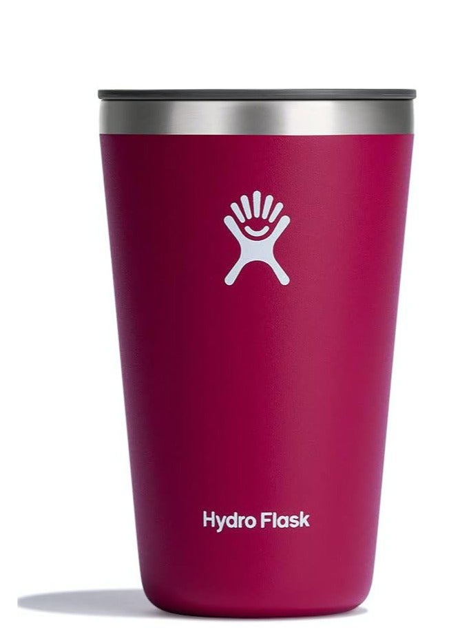 هايدرو فلاسك كوب من الفولاذ المقاوم للصدأ سعة 16 أونصة مع غطاء وعزل فراغ مزدوج الجدار - Image 1
