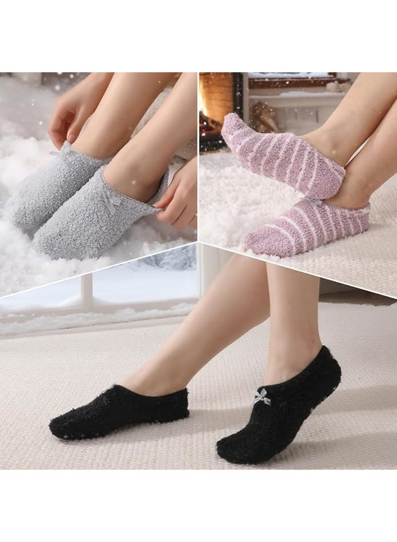SYOSI جوارب منزلية فاخرة، 5 أزواج من الجوارب الحرارية الناعمة غير القابلة للانزلاق مع قوس للنساء، جوارب دافئة مريحة للنوم على السرير أو الأرض، جوارب نسائية لطيفة ودافئة مقاس المملكة المتحدة 3-7 - Image 5
