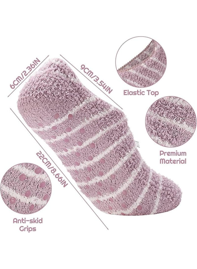 SYOSI جوارب منزلية فاخرة، 5 أزواج من الجوارب الحرارية الناعمة غير القابلة للانزلاق مع قوس للنساء، جوارب دافئة مريحة للنوم على السرير أو الأرض، جوارب نسائية لطيفة ودافئة مقاس المملكة المتحدة 3-7 - Image 2