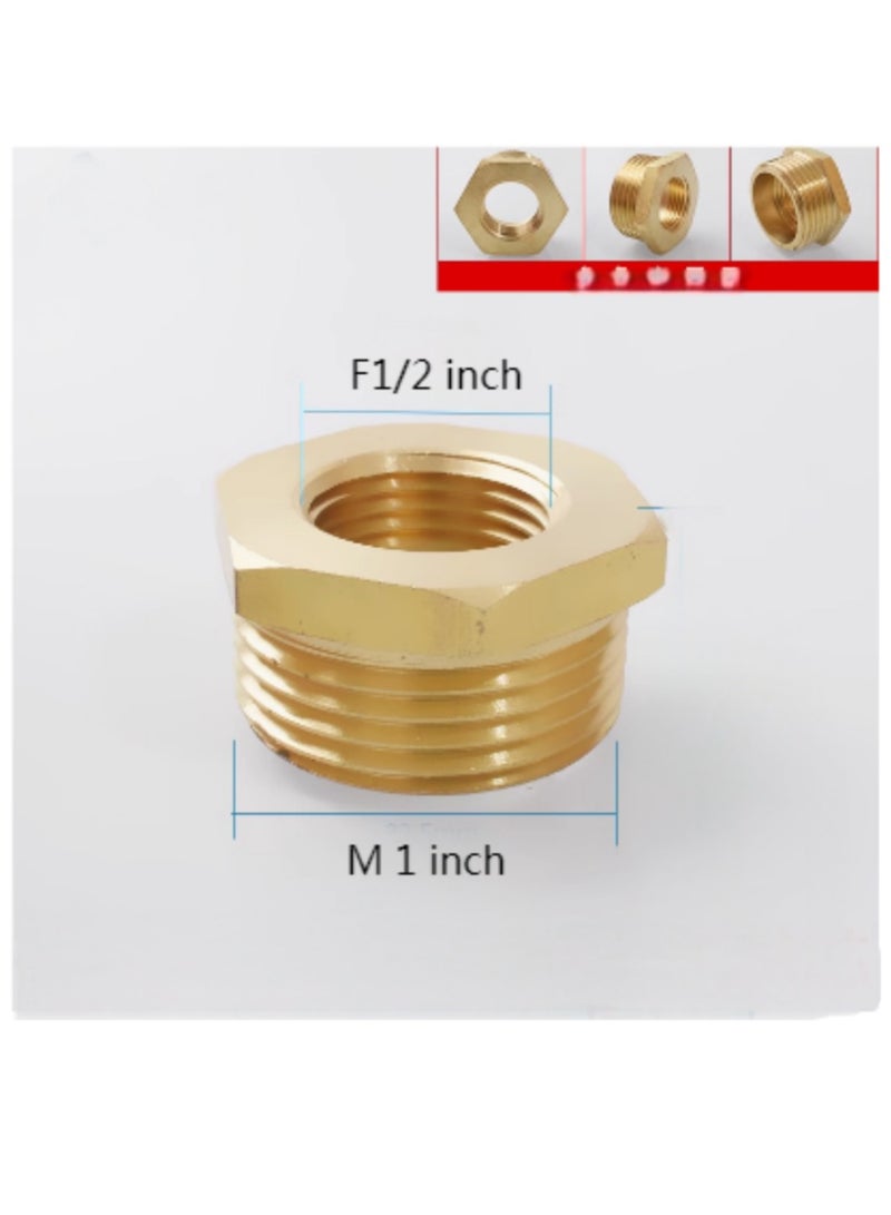 GA (2 pcs set) Brass Reducer Bush Bsp Male1 inch Thread To Female 1/2inch Thread Reducing Bush Hex Reducer Bushing  M 1 Inch*F1/2inch - Image 3