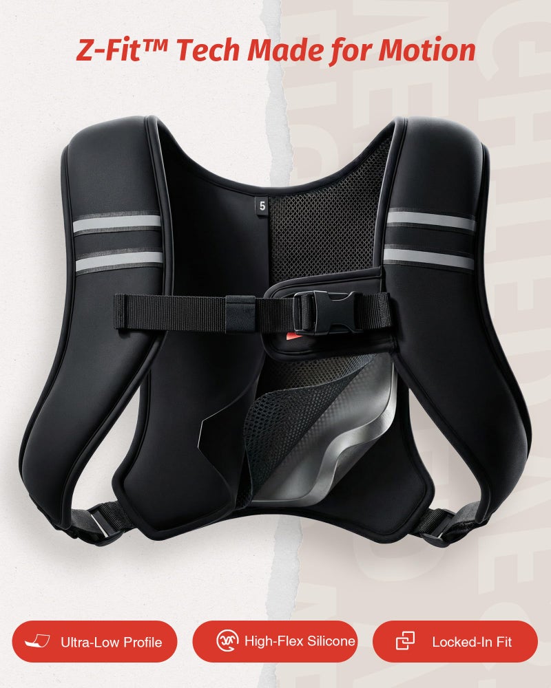 ZELUS Weighted Vest, Washable Z-Fit Soft Iron Weighted Vest for Women and Men, 5/10/15 lb Weight Vest with Reflective Strips & Adjustable Straps, Ultra Thin Weight Vest for Gym Strength Training (10lb) Black - Image 5