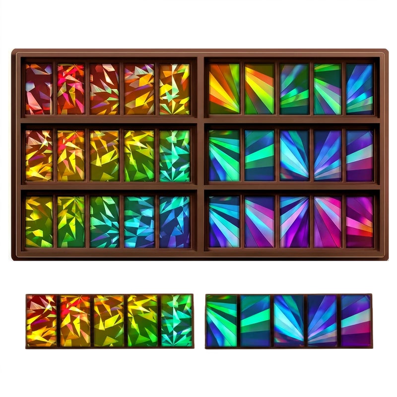 Ziliny Windmill and Diamond Holographic Chocolate Bar Mold Silicone, Rainbow Light Effect Chocolate Bar Deep Thick Molds for DIY Candy Dessert Baking, Candy, Wax Melts, Cake Decoration (Rectangle) - Image 1