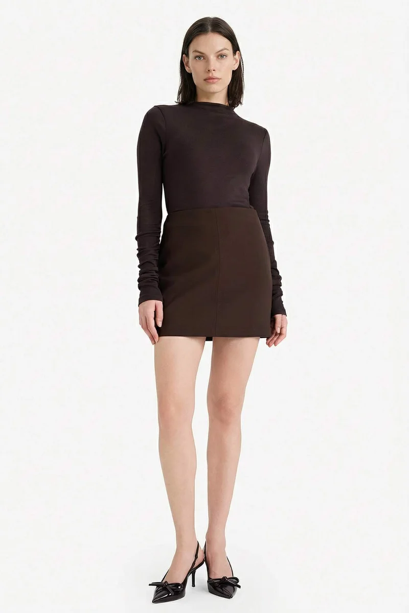 ديفاكتو Slim Fit Half Turtleneck Ribana Long Sleeve T-Shirt