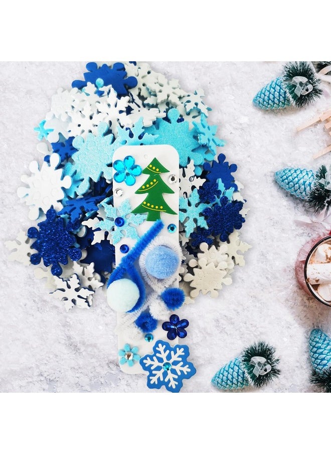 MLOLM 36 Sets Snowflake Bookmark Craft Kit Christmas Winter Crafts Diy Winter Bookmarks Gift Snowflake Foam Stickers Arts And Crafts For Holiday Home Classroom Activities  - Image 3
