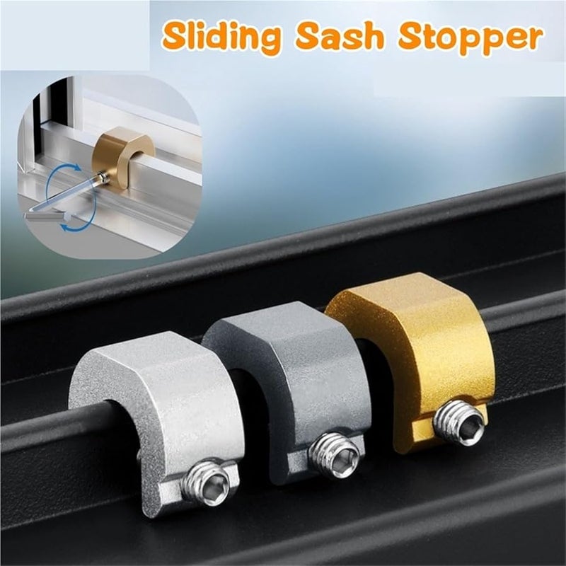 10 Pack Gray Aluminum Alloy Sliding Window Door Lock Stopper - Image 3