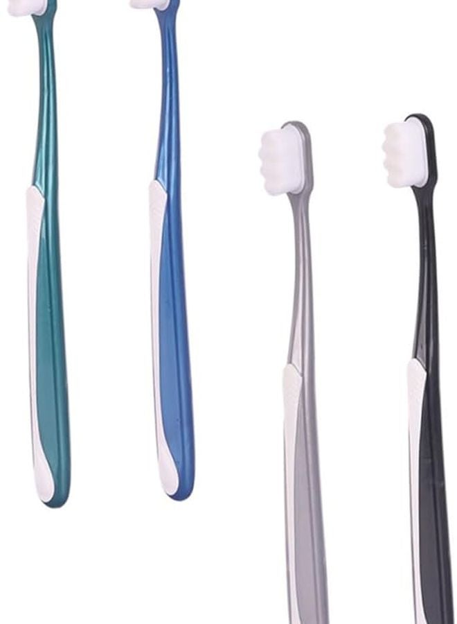 4 قطع فرشاة أسنان للكبار بشعيرات ناعمة لإزالة البلاك والعناية اللطيفة باللثة مع قبضة مريحة، لون عشوائي - Image 2