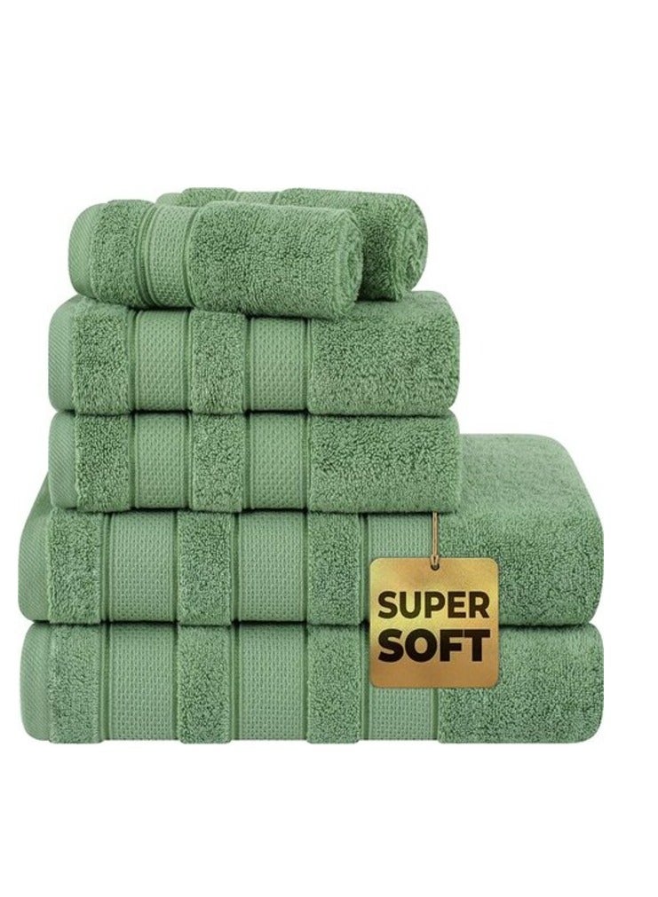 Safi Plus Luxury Hotel Quality 100% Turkish Genuine Cotton Towel Set, 2 Bath Towels 2 Hand Towels 2 Washcloths Super Soft Absorbent Towels for Bathroom & Kitchen Shower - Sage Green - Image 1