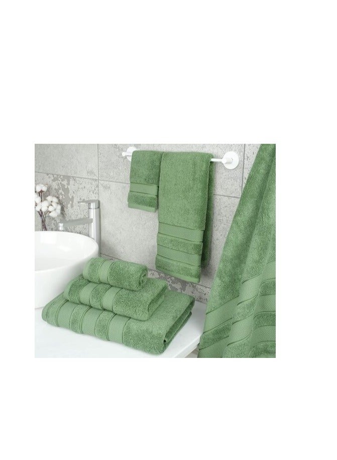 Safi Plus Luxury Hotel Quality 100% Turkish Genuine Cotton Towel Set, 2 Bath Towels 2 Hand Towels 2 Washcloths Super Soft Absorbent Towels for Bathroom & Kitchen Shower - Sage Green - Image 2