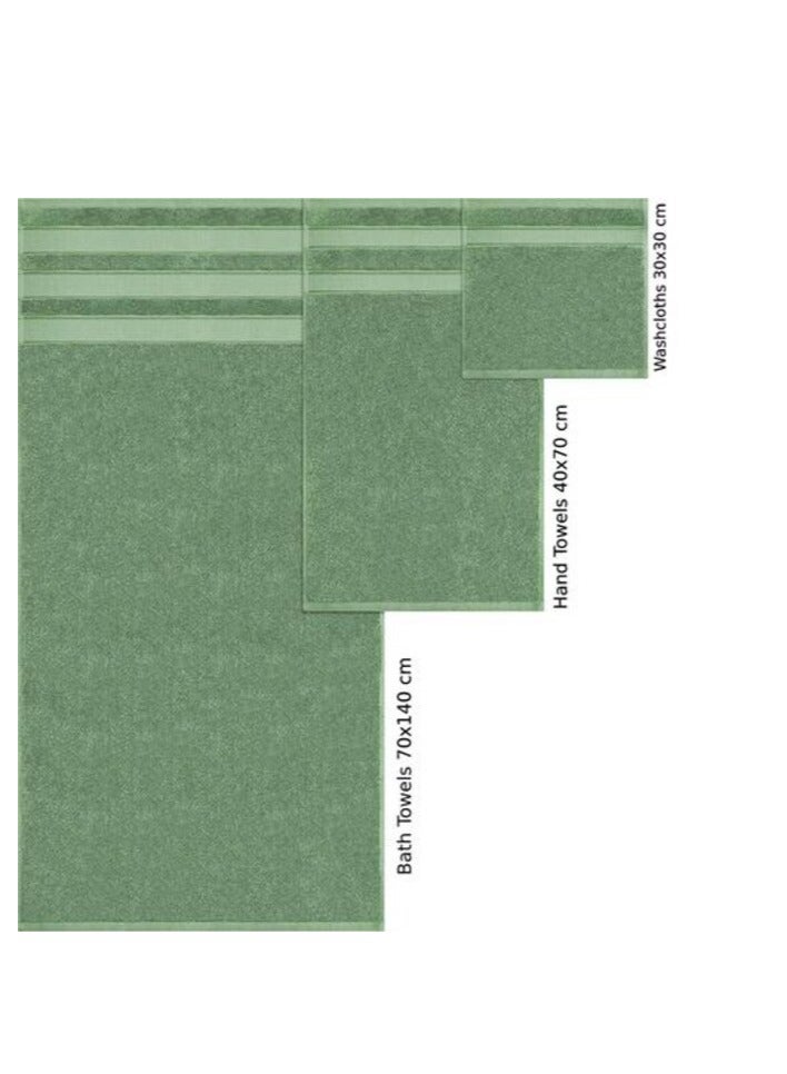 Safi Plus Luxury Hotel Quality 100% Turkish Genuine Cotton Towel Set, 2 Bath Towels 2 Hand Towels 2 Washcloths Super Soft Absorbent Towels for Bathroom & Kitchen Shower - Sage Green - Image 3