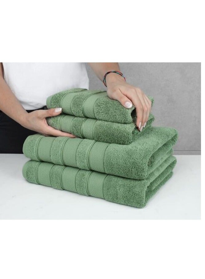 Safi Plus Luxury Hotel Quality 100% Turkish Genuine Cotton Towel Set, 2 Bath Towels 2 Hand Towels 2 Washcloths Super Soft Absorbent Towels for Bathroom & Kitchen Shower - Sage Green - Image 4