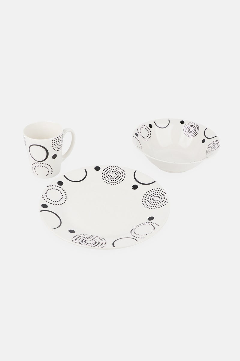 Gibson Home 12 Pieces Modern Times Ceramic Dinnerware Set, White - Image 3