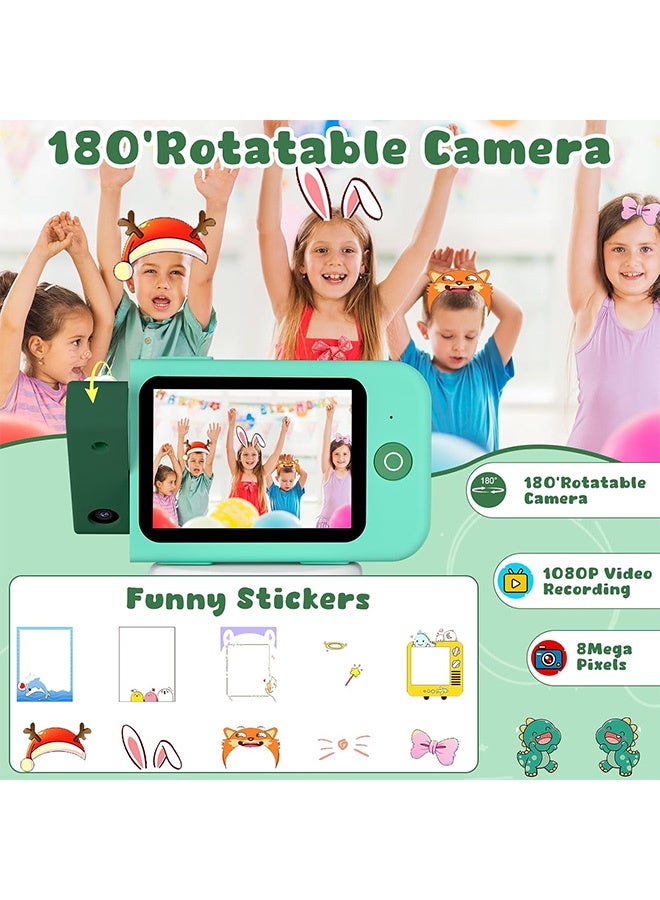 Kids Smart Phone Toys for Boys, Birthday Gifts for Boys Ages 3-8,2.8'Touchscreen Toddler Learning Toy phone with Rotating Camera,Story Phones for Kids , Music Player,32G SD Card-Green - Image 3