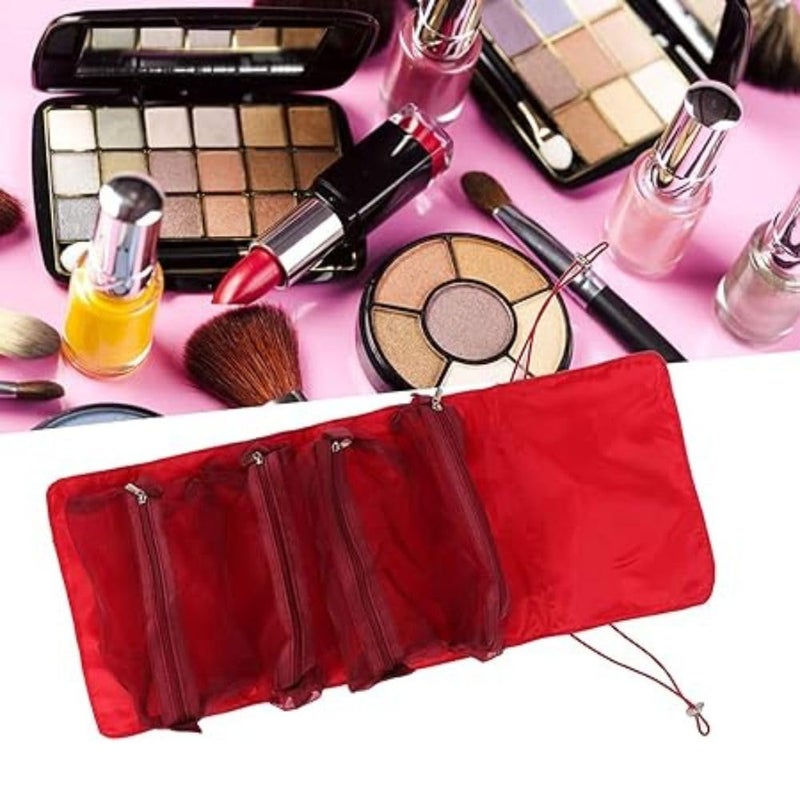 Karomouj KMA685 Makeup Roll Bag Waterproof 4 in 1 Multifunctional Removable Hanging Makeup Bag with Foldable 4 Toiletry Bag for BrushJewelryMakeup KitCosmetic Bag MulticolorPack of 1 - Image 2