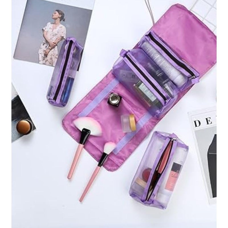 Karomouj KMA685 Makeup Roll Bag Waterproof 4 in 1 Multifunctional Removable Hanging Makeup Bag with Foldable 4 Toiletry Bag for BrushJewelryMakeup KitCosmetic Bag MulticolorPack of 1 - Image 5