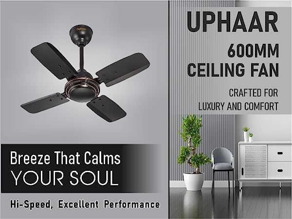 DIGISMART Uphaar 600 MM Ceiling Fan 850 RPM High Speed Air Delivery with 4 Blades, Anti-Dust Coating, 2 Years Warranty - Uphaar Brown - Image 3