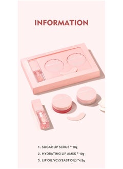 pudaier 3 in 1 Lip Care Lip Set Sugar Lip Scrub Lip Mask and Lip Glow Oil Exfoliant Hydrating Moisturizing Plumping Lip Glow Lip Care Set Peach Lip Gloss with Vitamin C Lip Plumper Gloss  - Image 3