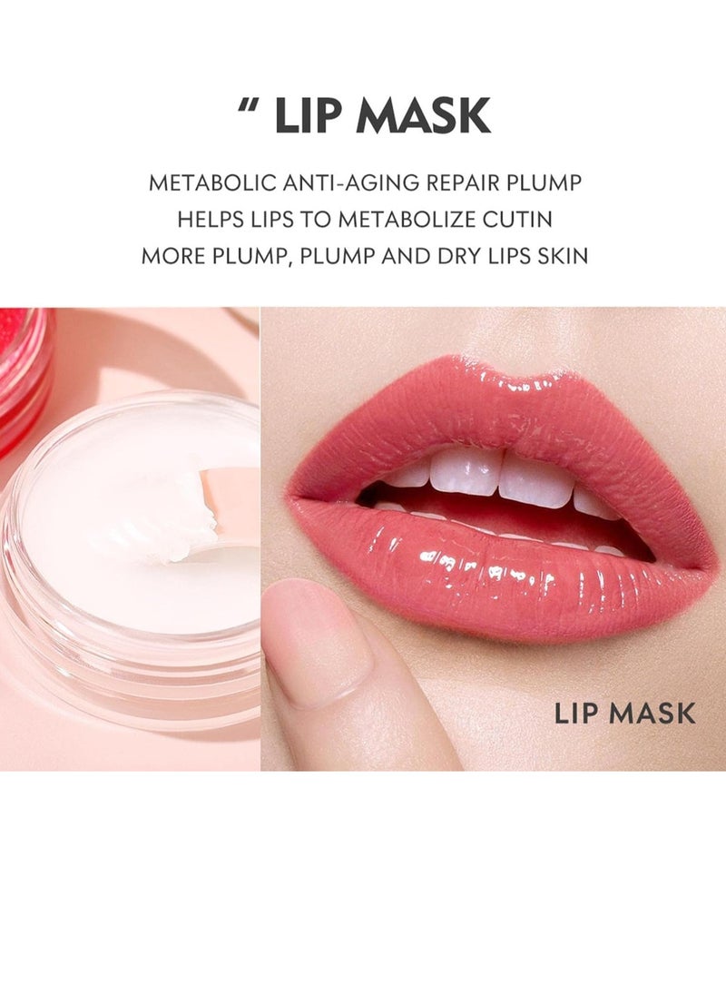 pudaier - 3 in 1 Lip Care Lip Set Sugar Lip Scrub Lip Mask and Lip Glow Oil Exfoliant Hydrating Moisturizing Plumping Lip Glow Lip Care Set Peach Lip Gloss with Vitamin C Lip Plumper Gloss - Image 1