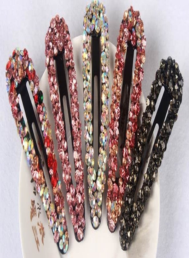 DAONACO Sparkly Czech Crystal Snap Clips 3.15" Black Stone Metal Hair Clips long Hair Barrettes Hair Pins Hair Slide Stylish for Women Girl,2 Pack (Black) - Image 3