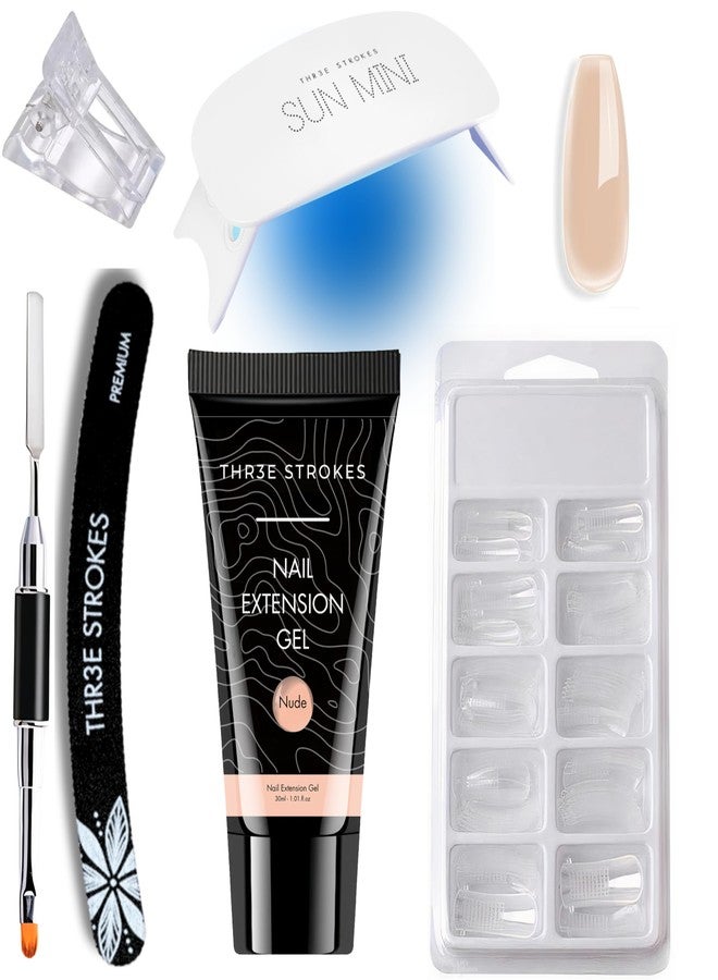 THR3E STROKES Poly Nail Gel Extension Kit for Builder Gel UV Nail Art Kit. (NUDE) - Image 1