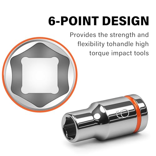 JU JIAN TEC 1/4" Drive Metric Master Socket Set, 14-Piece Shallow Hex Socket Set (4mm-15mm), Cover Most Commonly Sizes, 6 Point, Chrome Vanadium Steel with Molded Case - Image 3
