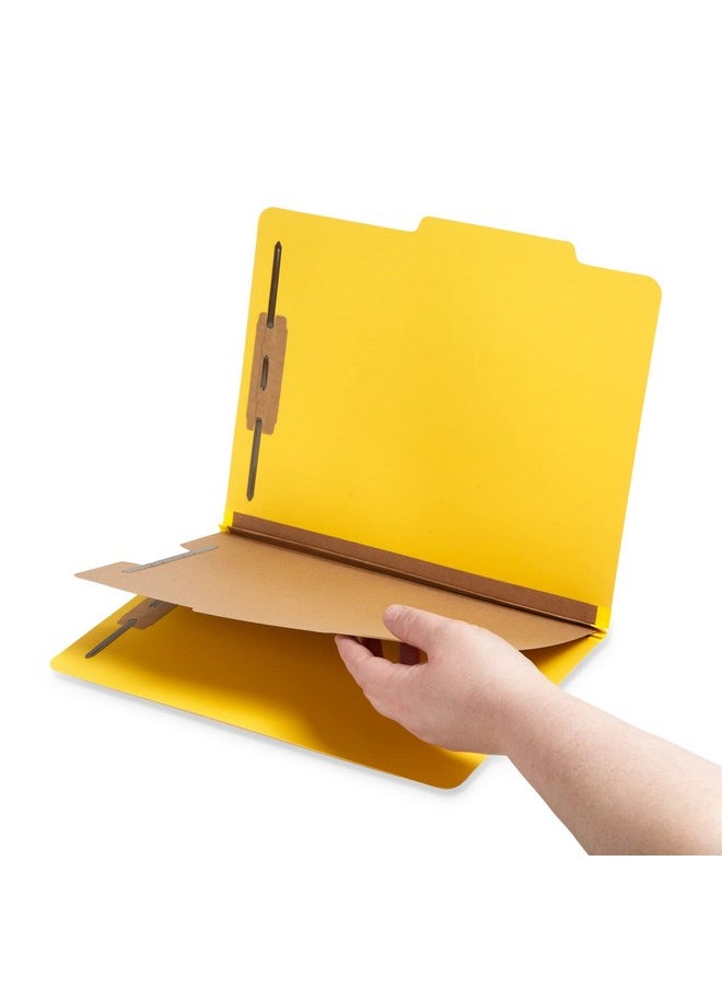 Blue Summit Supplies 10 Blue Summit Supplies Classification Folders, 1-Divider, Letter Size, Yellow, with 2 Inch Tyvek Expansions, Durable 2 Prong Design for Organizing Standard Medical Files & Office Reports, 10 Pack  - Image 4