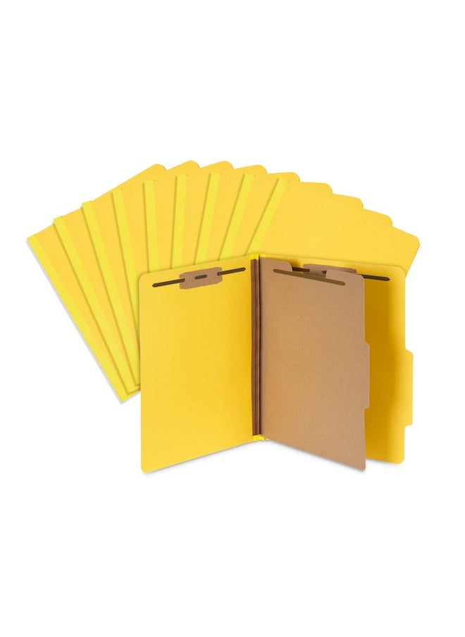 Blue Summit Supplies 10 Blue Summit Supplies Classification Folders, 1-Divider, Letter Size, Yellow, with 2 Inch Tyvek Expansions, Durable 2 Prong Design for Organizing Standard Medical Files & Office Reports, 10 Pack  - Image 1