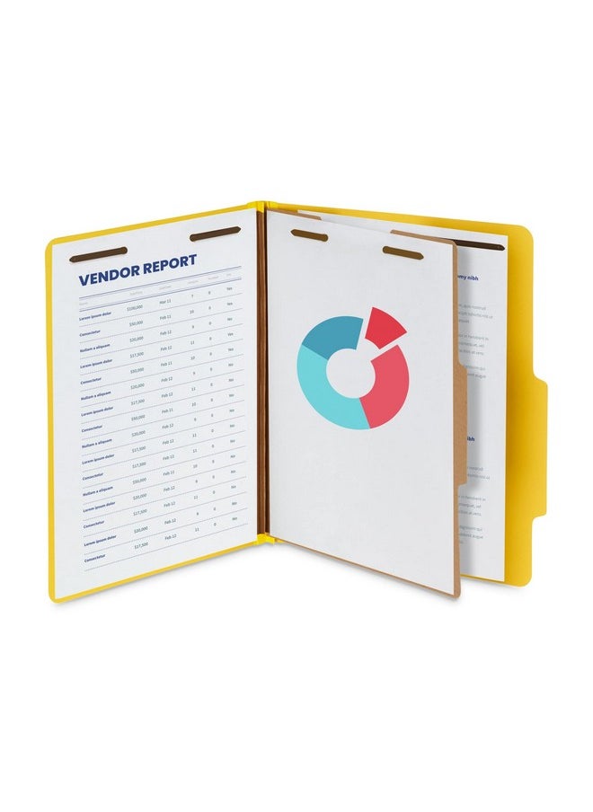 Blue Summit Supplies 10 Blue Summit Supplies Classification Folders, 1-Divider, Letter Size, Yellow, with 2 Inch Tyvek Expansions, Durable 2 Prong Design for Organizing Standard Medical Files & Office Reports, 10 Pack  - Image 5