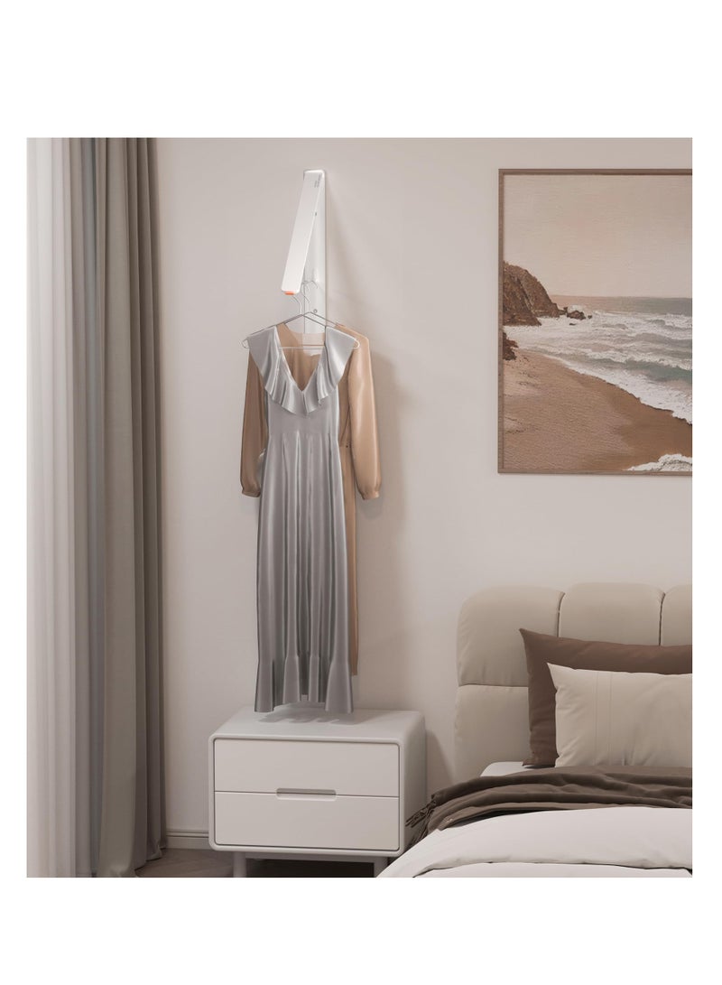 Zikra Clothes Drying Rack Wall Mounted, Retractable & Foldable Clothes Hanger for Laundry Room Organization and Storage, Space Saving, for Dorm, Closet, Balcony, Laundry Room(1P, Metal, White) - Image 5