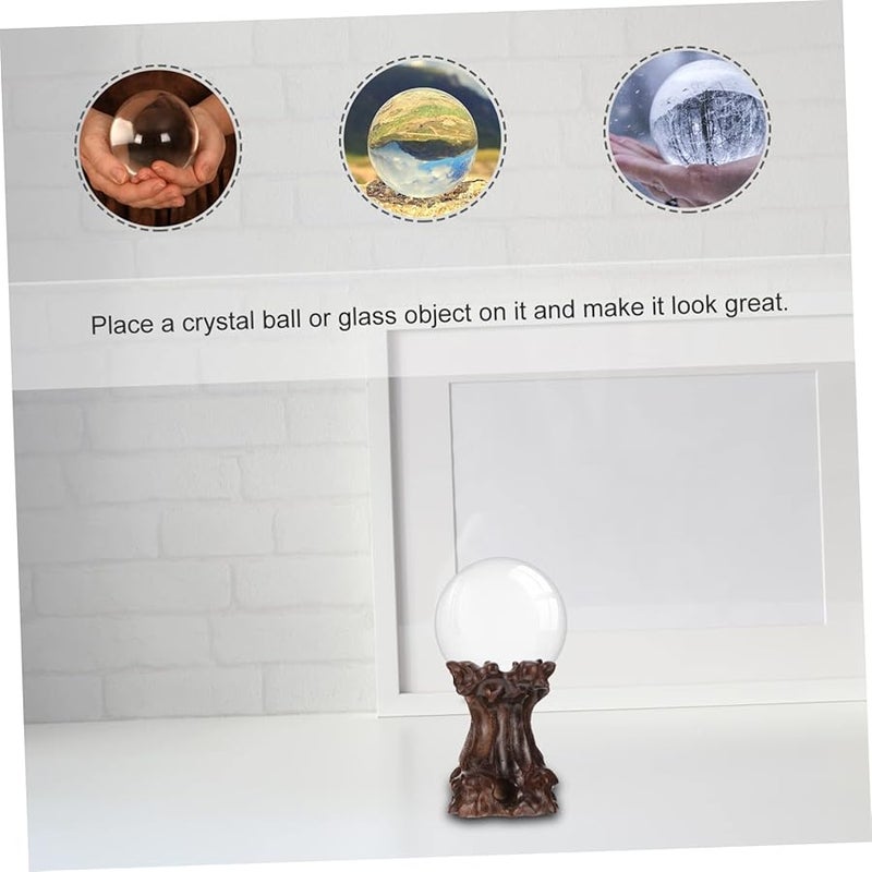 قاعدة عرض كرة منحوتة من الخشب الطبيعي للكريستالات وديكور المنزل الفني - Image 3