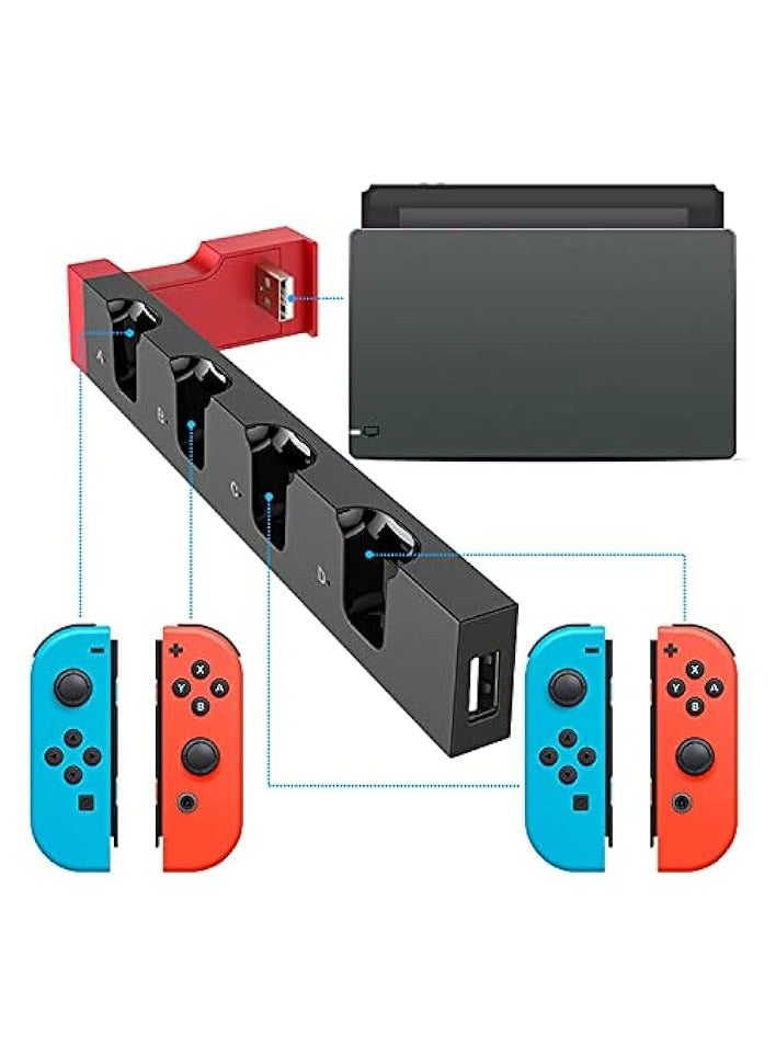 بروماس شاحن Joy-Con لطراز Nintendo Switch OLED، قاعدة شحن متوافقة مع شاحن Joy Con لإصدار Switch وOLED، قاعدة شحن USB مع مؤشر - أسود - Image 2
