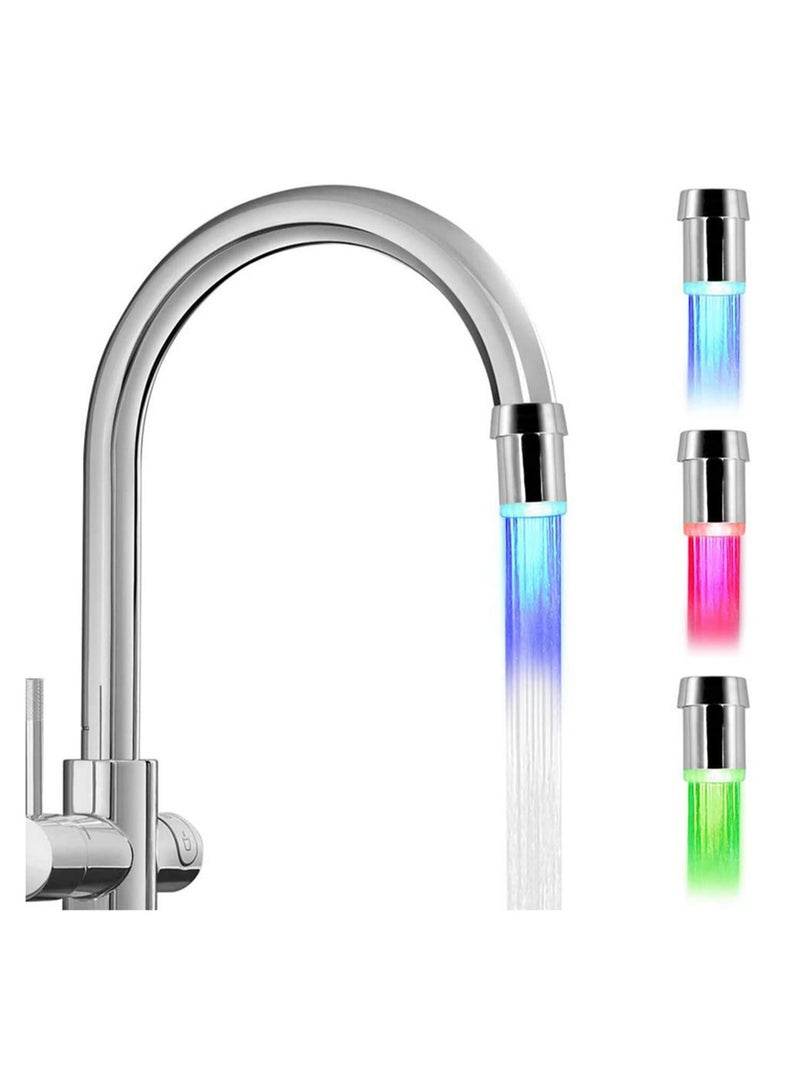 2Pack 3color LED Kitchen Water Faucet Head, Upgrade Temperature Sensitive Gradient Water Stream Color Changing Kitchen Spray Head Adapter Sink Lights for Kitchen and Bathroom - Image 1