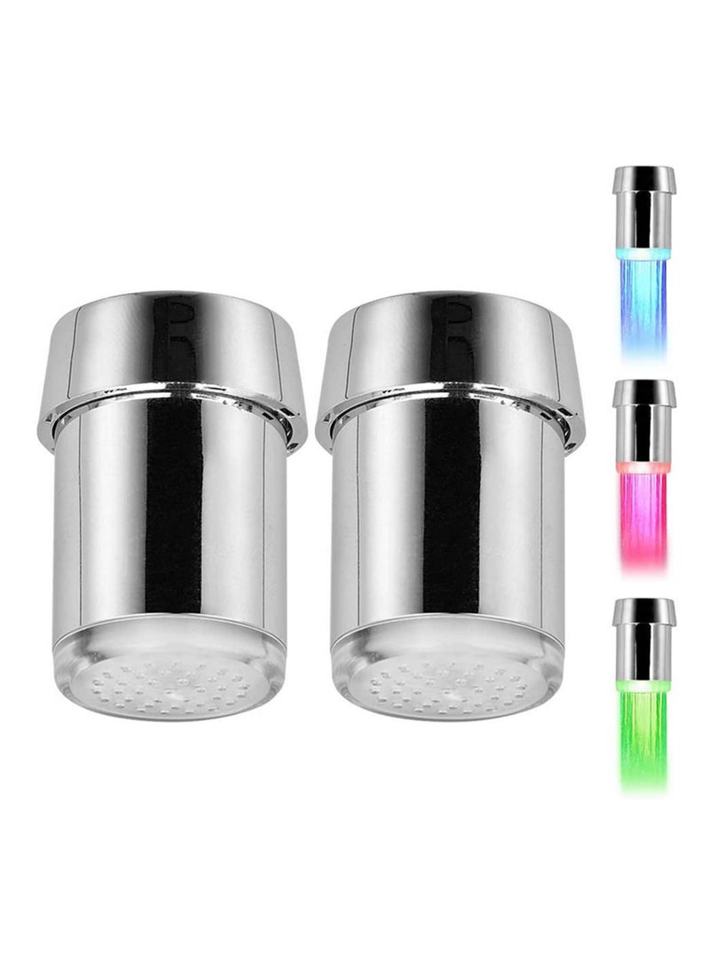 2Pack 3color LED Kitchen Water Faucet Head, Upgrade Temperature Sensitive Gradient Water Stream Color Changing Kitchen Spray Head Adapter Sink Lights for Kitchen and Bathroom - Image 2