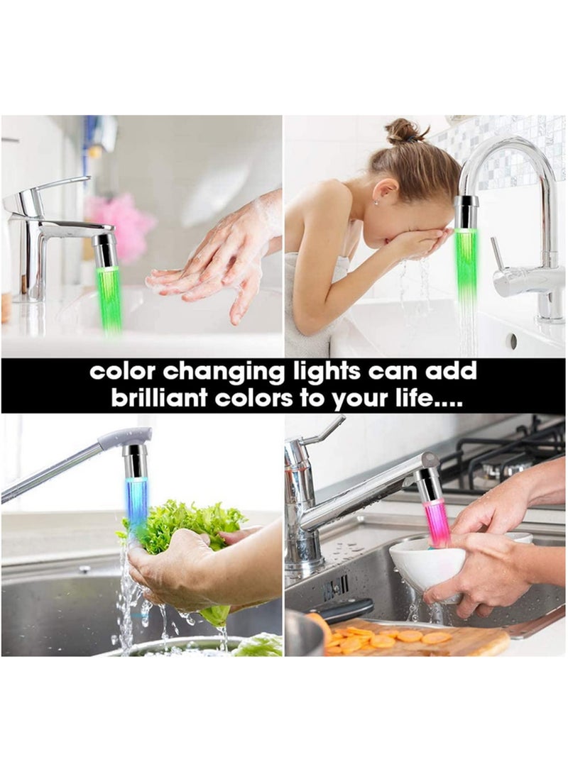 2Pack 3color LED Kitchen Water Faucet Head, Upgrade Temperature Sensitive Gradient Water Stream Color Changing Kitchen Spray Head Adapter Sink Lights for Kitchen and Bathroom - Image 5