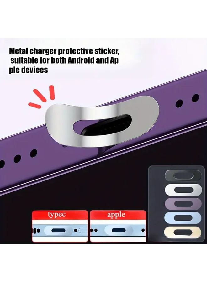 5pcs Black Charging Port Protective Film Anti Scratch Stickers For iPhone 15 16 17 Series Type C - Image 1