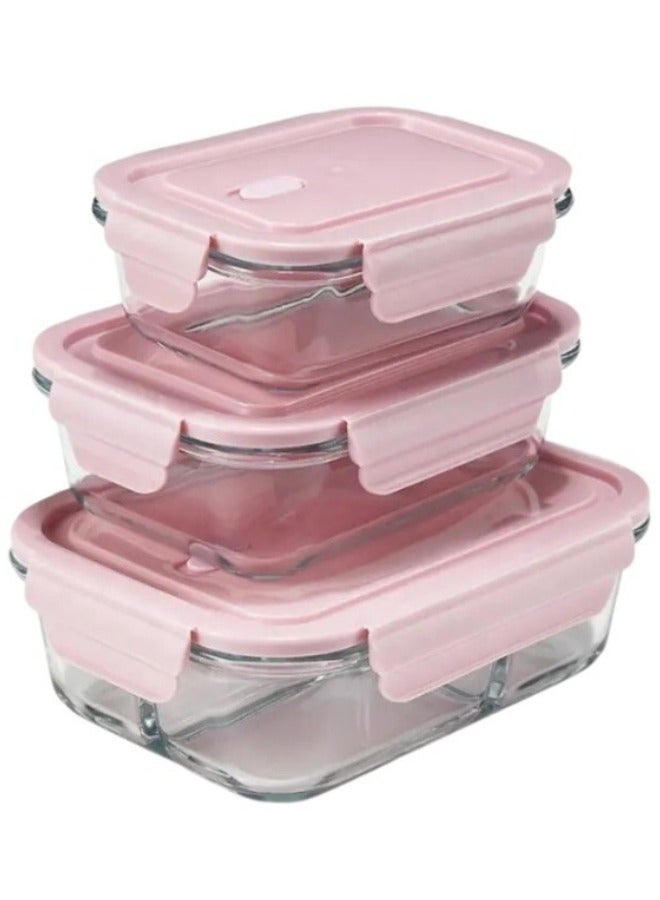 Glass Food Storage Containers with Lids Anti Leak Set of 3 Pieces 410 ml 680 ml 1040 ml - Image 1