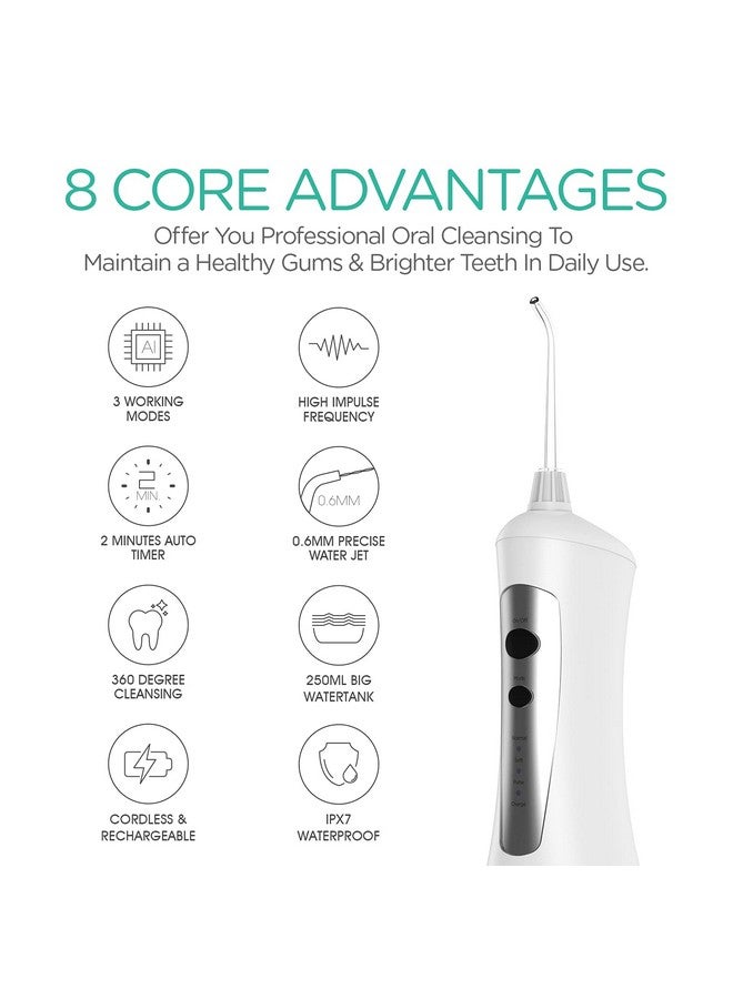 VOYOR Oyor Water Flosser Cordless For Teeth Rechargeable Oral Irrigator Plaque Remover Teeth Cleaner With Multi Working Modes Ipx7 Waterproof Portable Water Floss For Braces Wf200 - Image 3