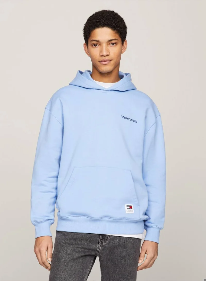 TOMMY JEANS Men's Classics Logo Embroidery Relaxed Fit Hoody -  Pure cotton, Blue