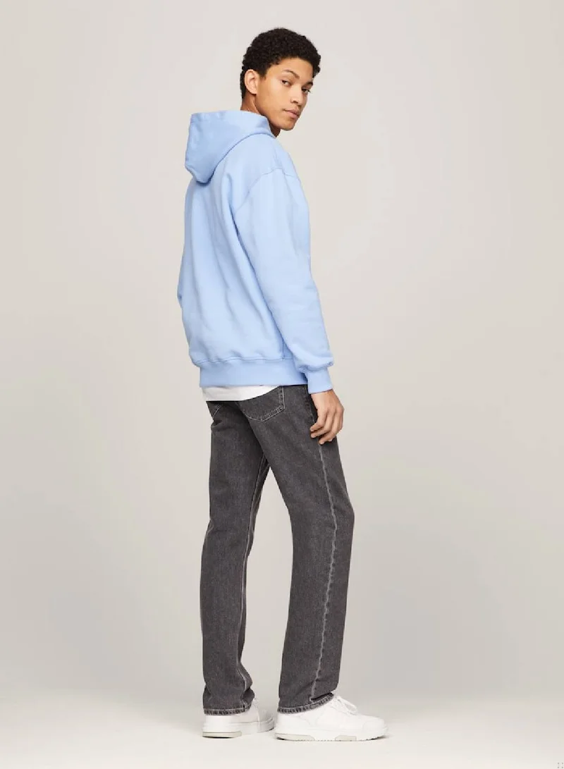 TOMMY JEANS Men's Classics Logo Embroidery Relaxed Fit Hoody -  Pure cotton, Blue