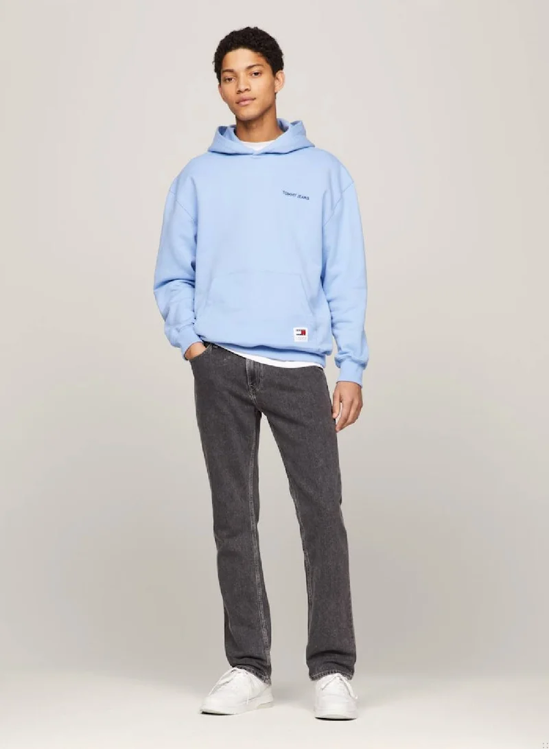 TOMMY JEANS Men's Classics Logo Embroidery Relaxed Fit Hoody -  Pure cotton, Blue